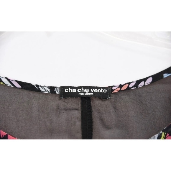 Cha Cha Vente Colorful Aztec Geometic Sheer Asymmetrical Top Blouse Womens Sz M - Picture 8 of 10